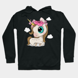 Cute unicorn with flowers. Hoodie